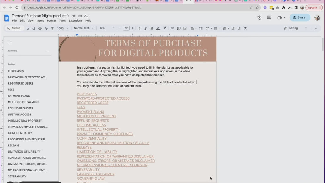 Digital Product Terms of Purchase Template